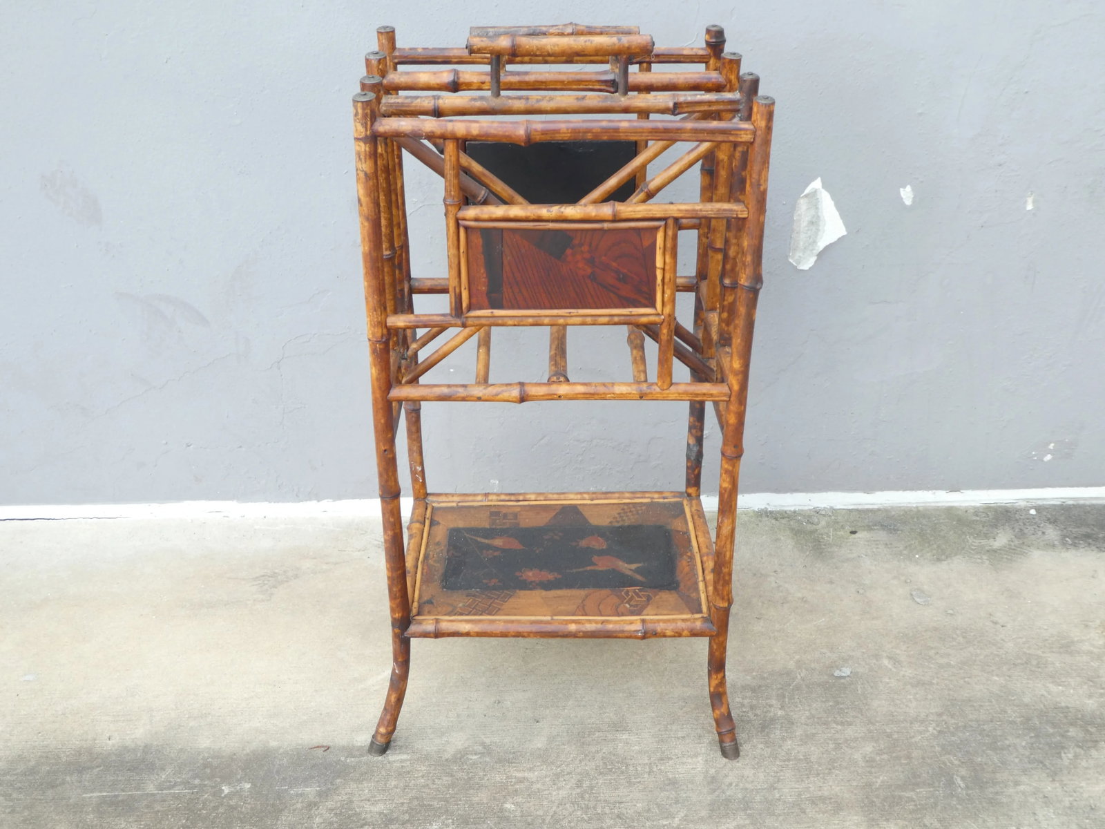 Late 19th Century Victorian Japanned Bamboo Magazine Rack - 3