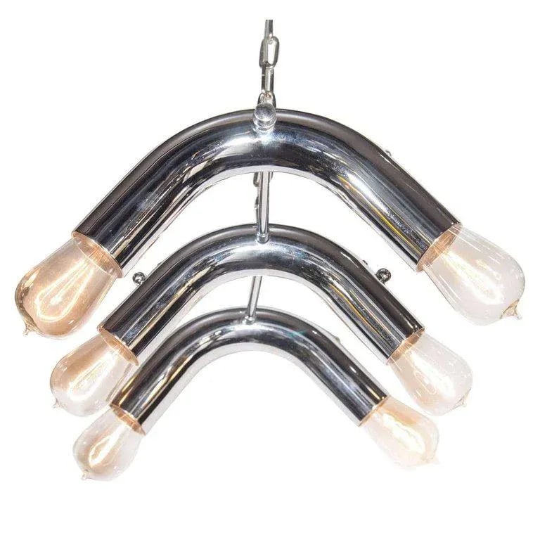 Mid-Century Modern Tubular Chandelier in Chrome, C. 1970s - 13