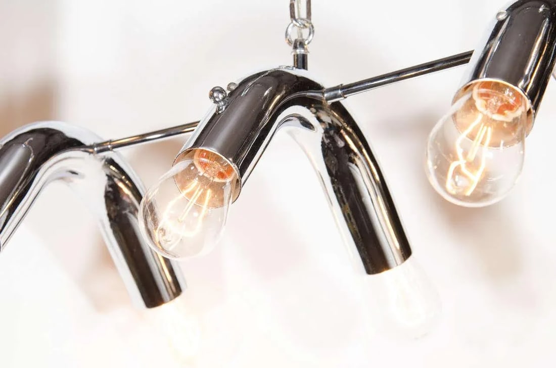 Mid-Century Modern Tubular Chandelier in Chrome, C. 1970s - 3