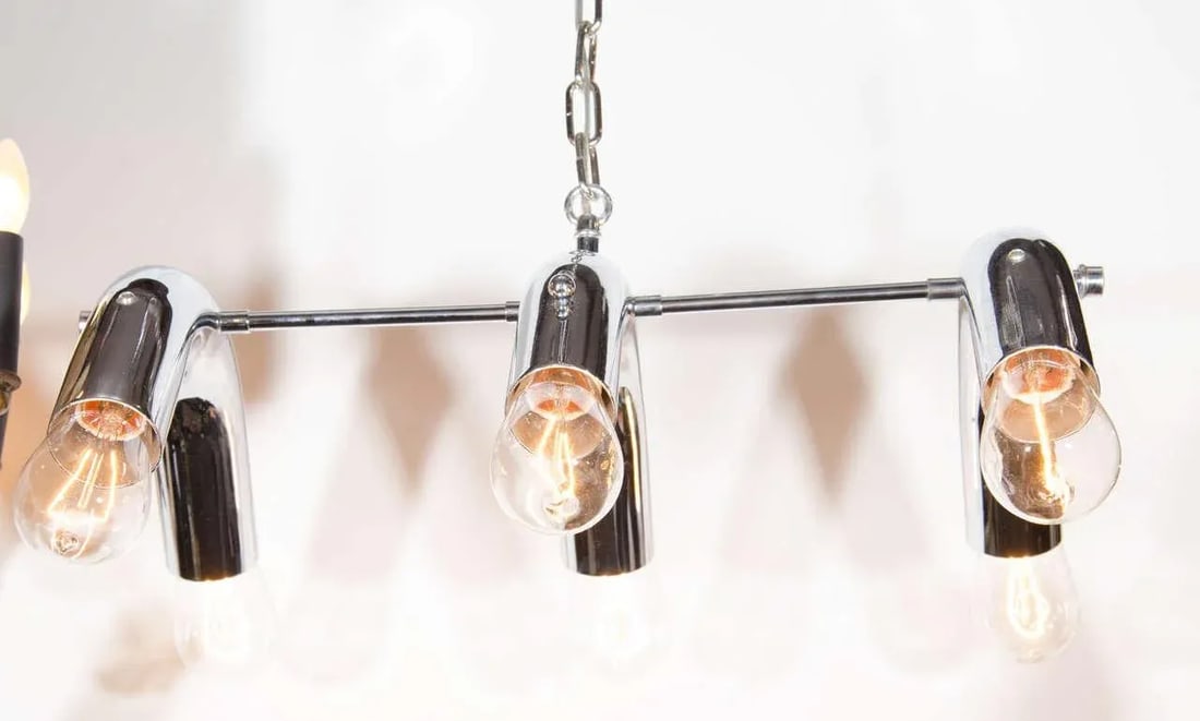 Mid-Century Modern Tubular Chandelier in Chrome, C. 1970s - 6