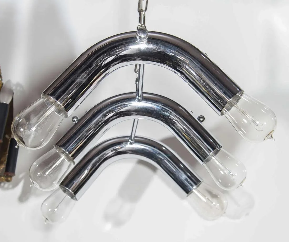 Mid-Century Modern Tubular Chandelier in Chrome, C. 1970s - 9