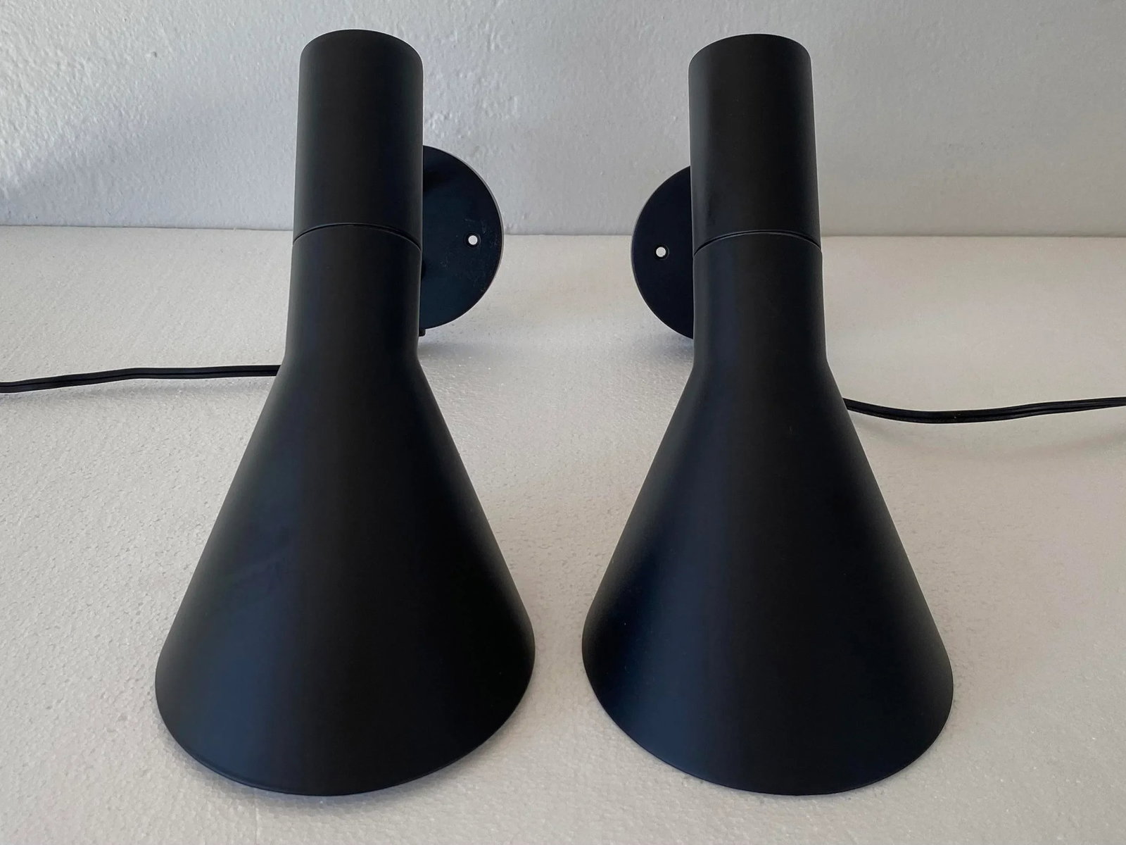 Danish Modern Arne Jacobsen Black Aj Wall Sconces - 5