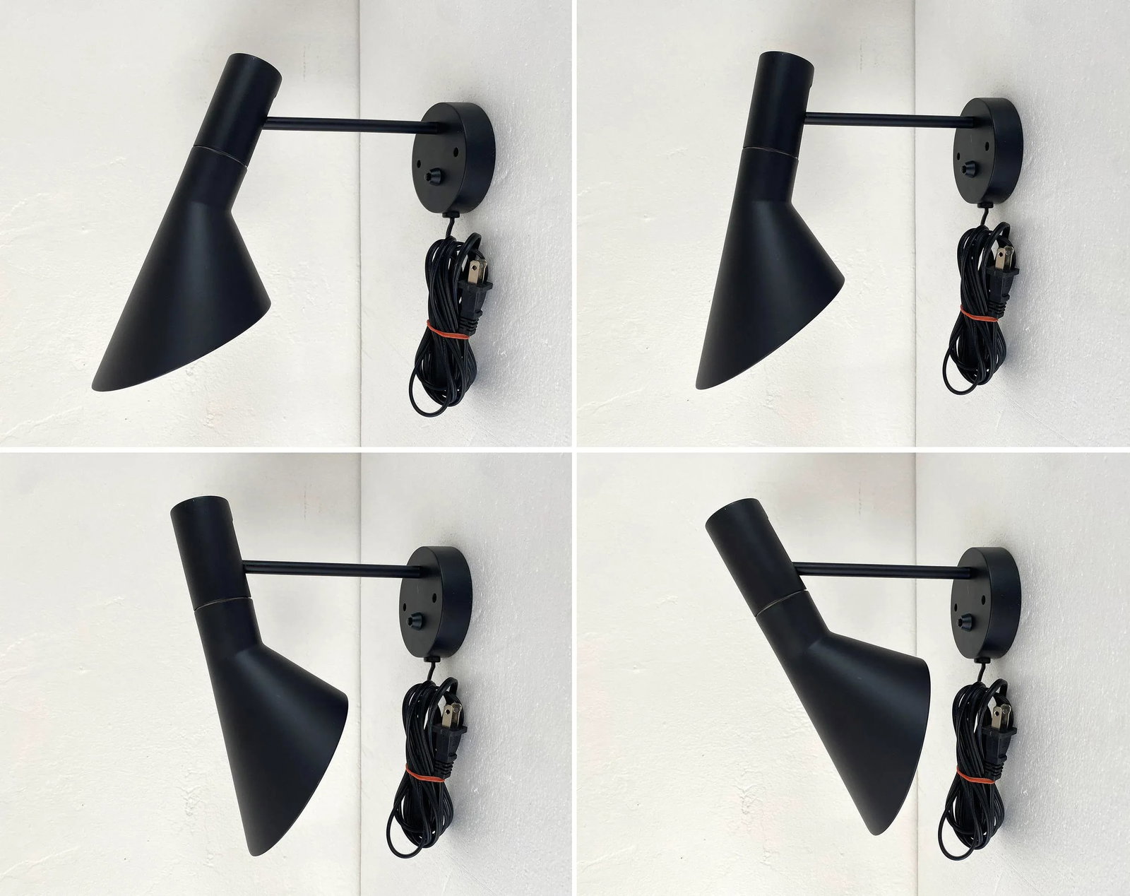 Danish Modern Arne Jacobsen Black Aj Wall Sconces - 7