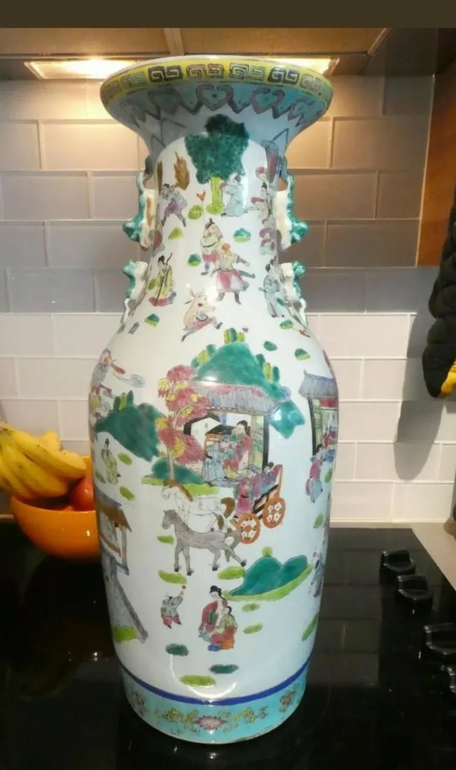 Large 19th C Antique Chinese Famille Rose Vase With Tongzhi Mark - 6