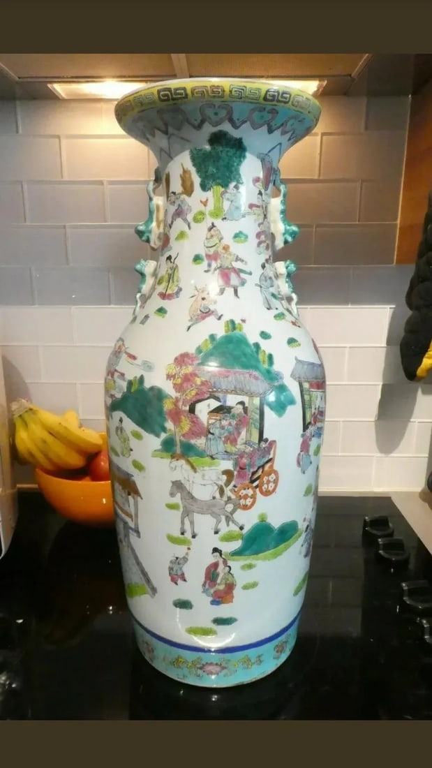 Large 19th C Antique Chinese Famille Rose Vase With Tongzhi Mark - 7