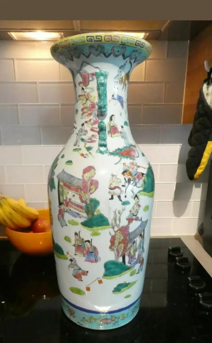 Large 19th C Antique Chinese Famille Rose Vase With Tongzhi Mark - 8