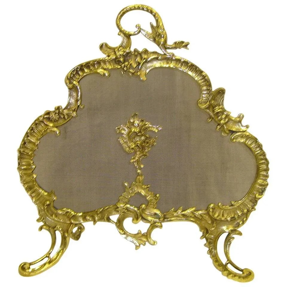 19th Century French Brass Fire Screen in the Rococo Style - 11