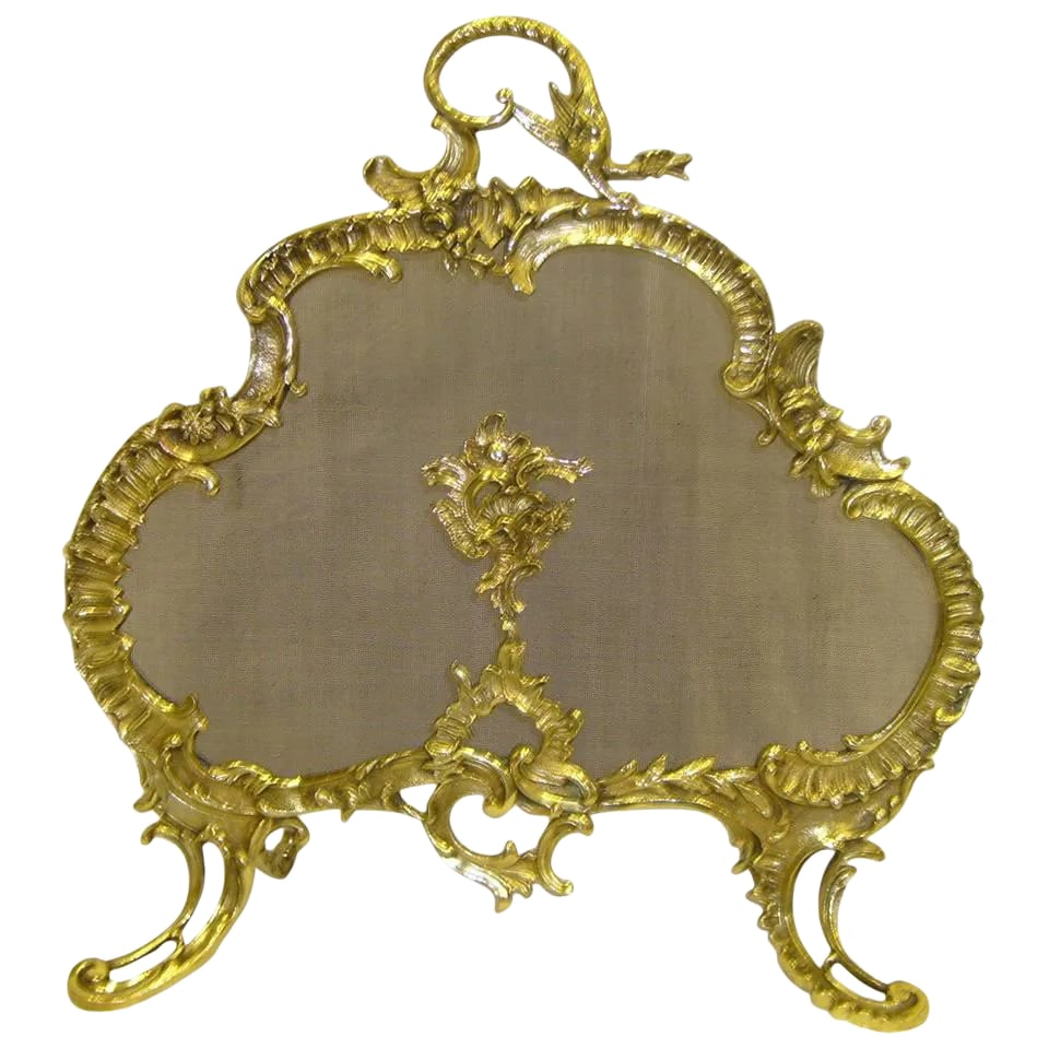 19th Century French Brass Fire Screen in the Rococo Style (1 of 11)