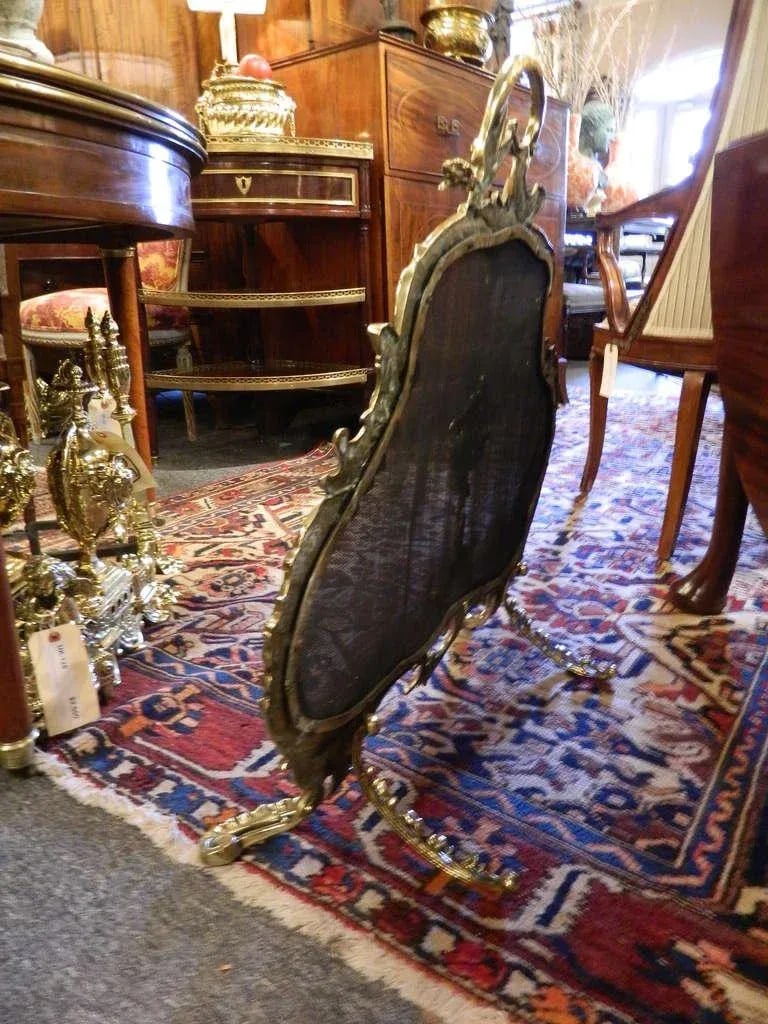 19th Century French Brass Fire Screen in the Rococo Style - 4