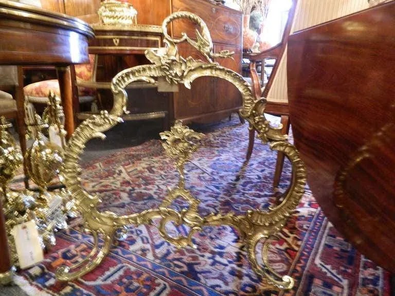 19th Century French Brass Fire Screen in the Rococo Style - 6