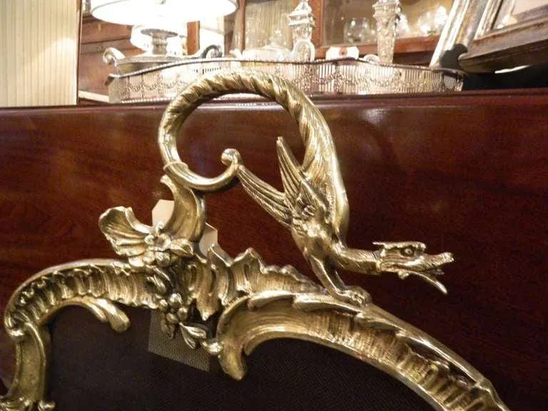 19th Century French Brass Fire Screen in the Rococo Style - 7