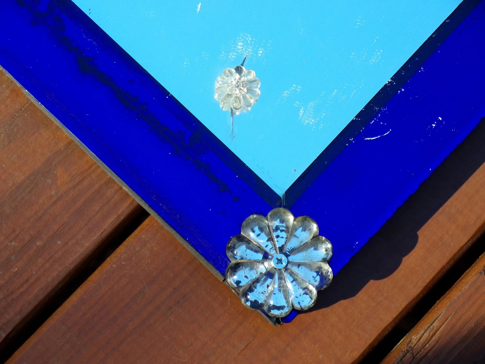 Vintage Art Deco Venetian Style Cobalt Blue Glass Framed Pier Mirror C 1930's - 12