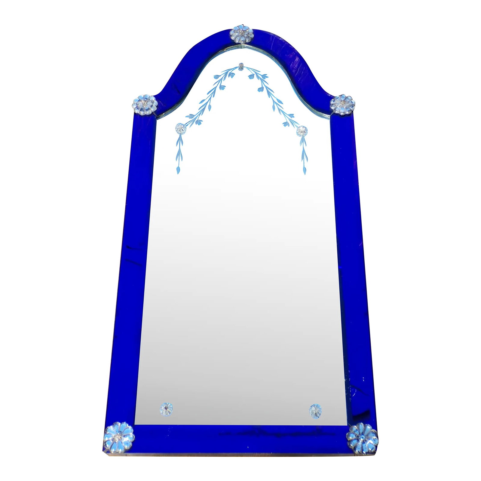 Vintage Art Deco Venetian Style Cobalt Blue Glass Framed Pier Mirror C 1930's (1 of 12)