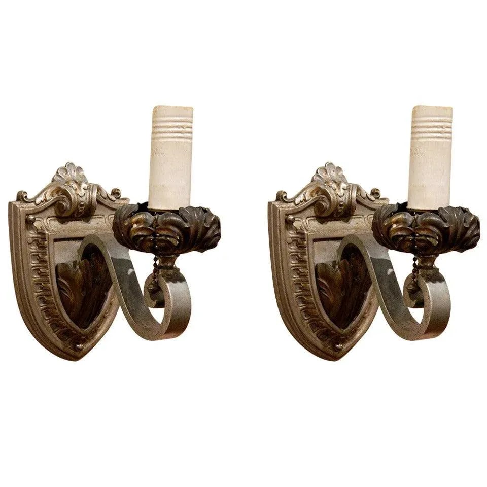 Circa 1910's Single Arm Gothic Revival Sconces Probably Caldwell - a Pair - 9