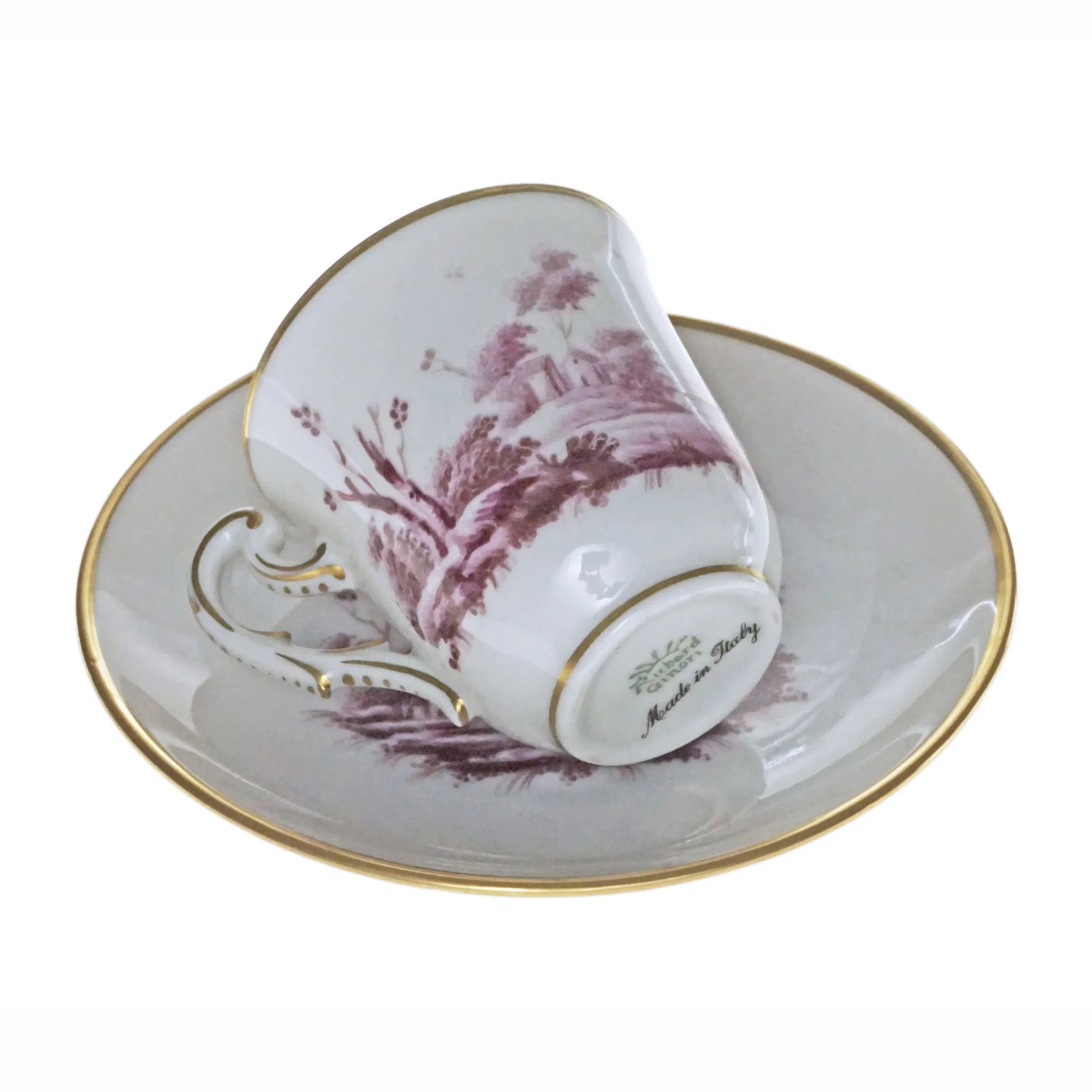 Late 20th Century Ginori Tete-a-Tete Coffee Demitasse Set With Tray Porcelain Italy Doccia Paesaggi - 9