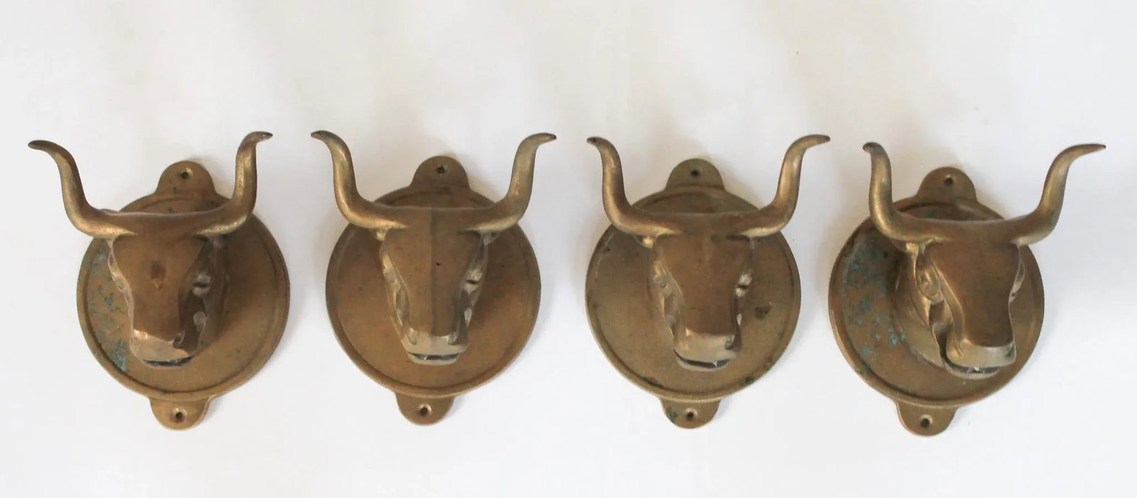 Vintage Brass Steer Wall Mounted Hooks - Towel Holders S/4 - 2