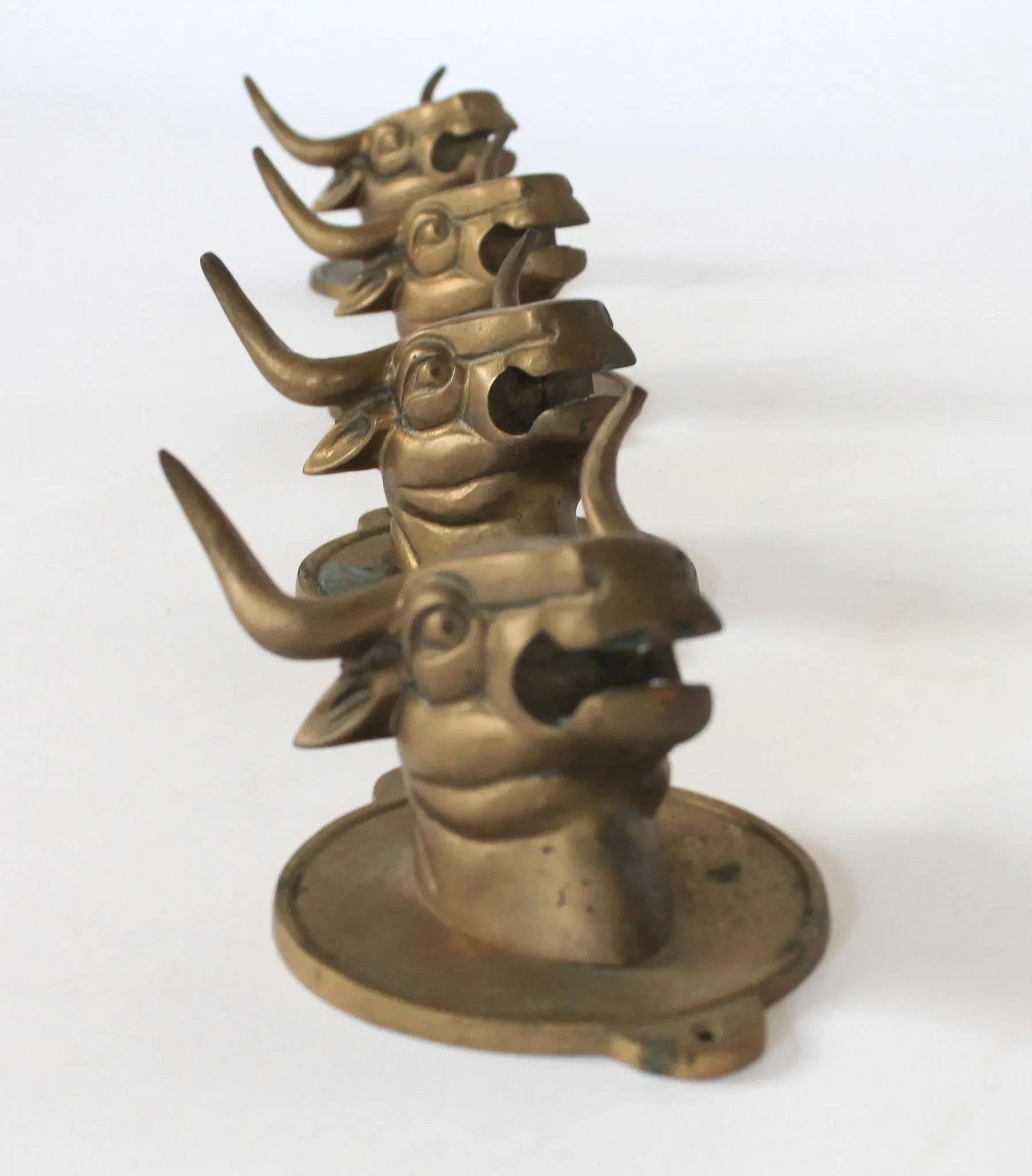 Vintage Brass Steer Wall Mounted Hooks - Towel Holders S/4 - 3
