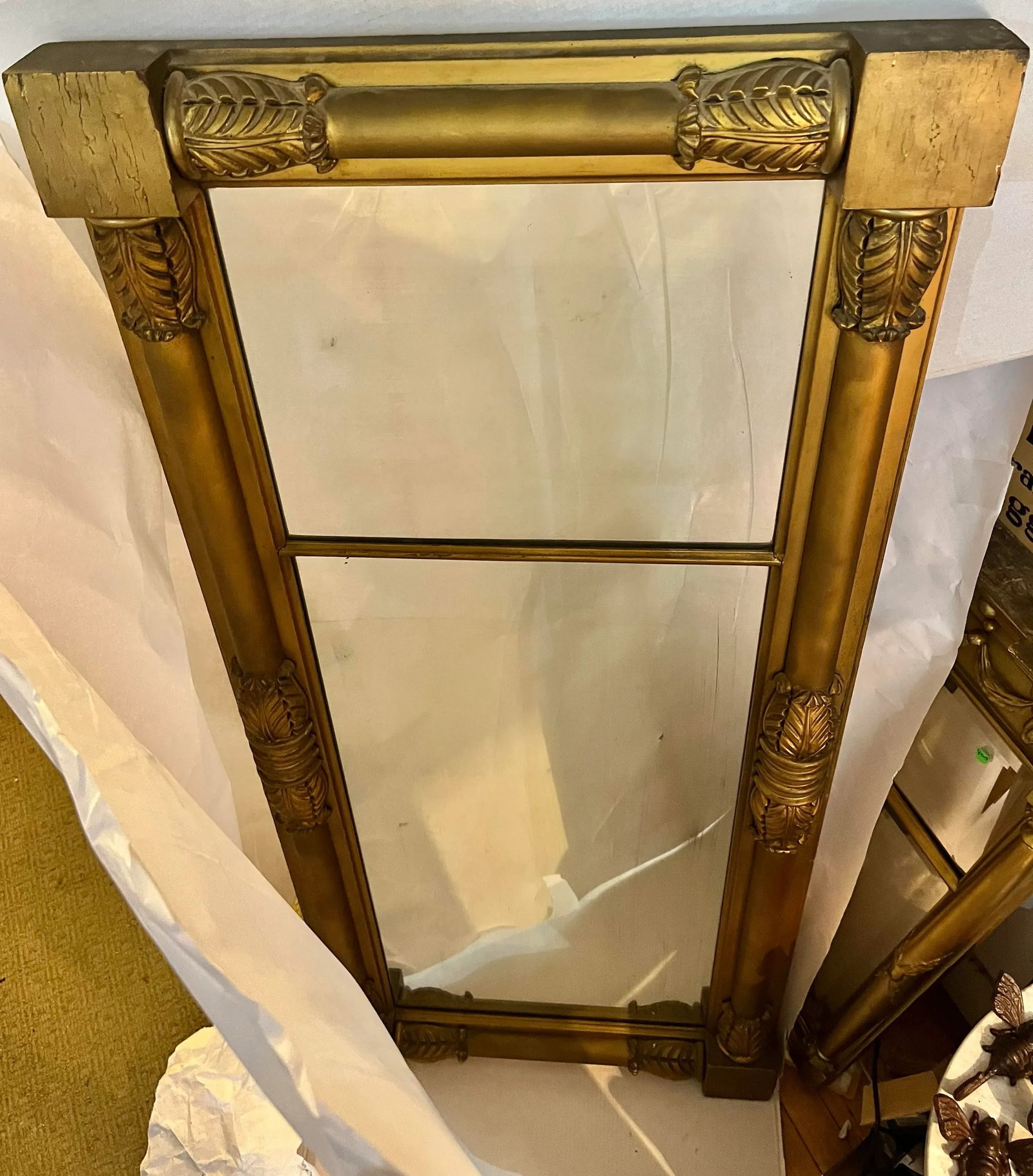 Vintage Large Vertical Gilt Mirror From Upstate New York - 3
