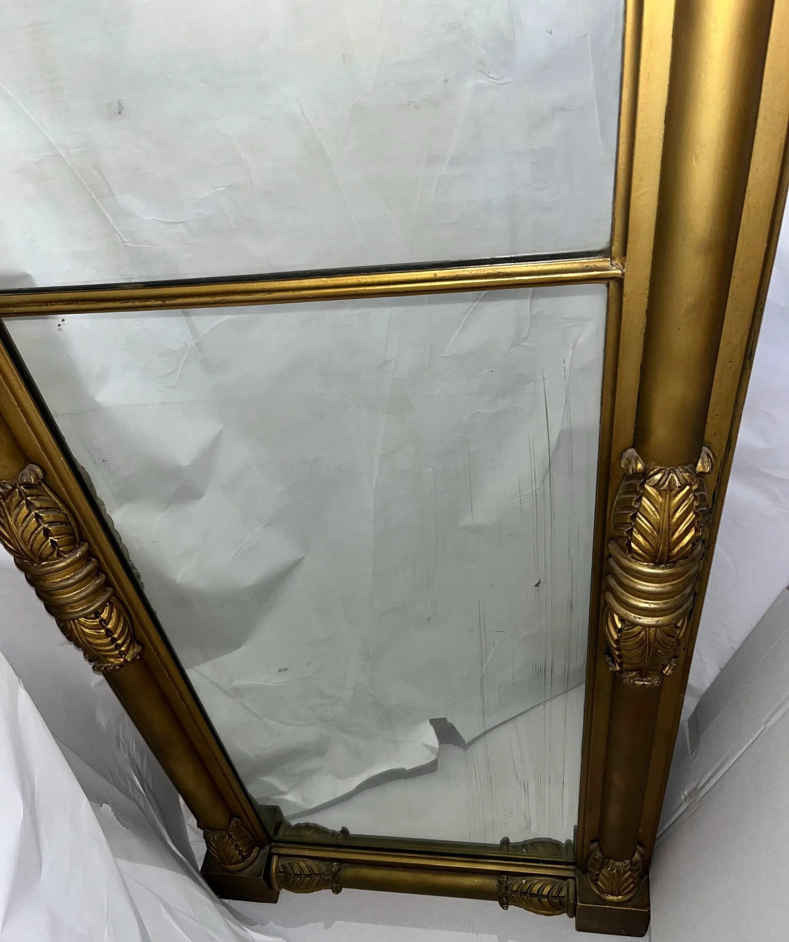 Vintage Large Vertical Gilt Mirror From Upstate New York - 7