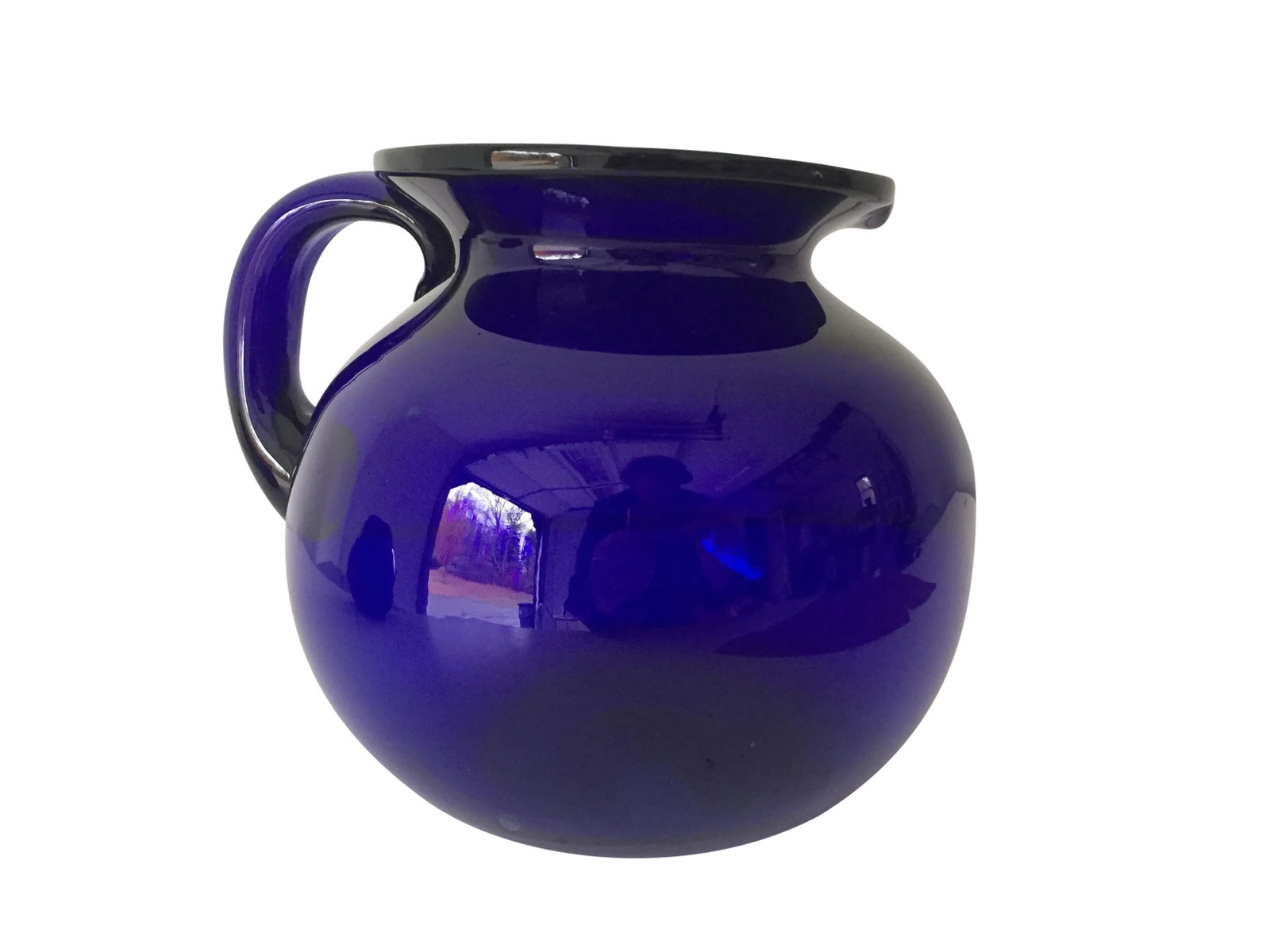 Vintage Midcentury Hand Blown Cobalt Large Pitcher: Vintage Midcentury Handblown Cobalt Glass Pitcher Excellent Condition: Imperfections: No Imperfections Condition Notes: Excellent Origin: United States Materials & Techniques: Blown Glass
