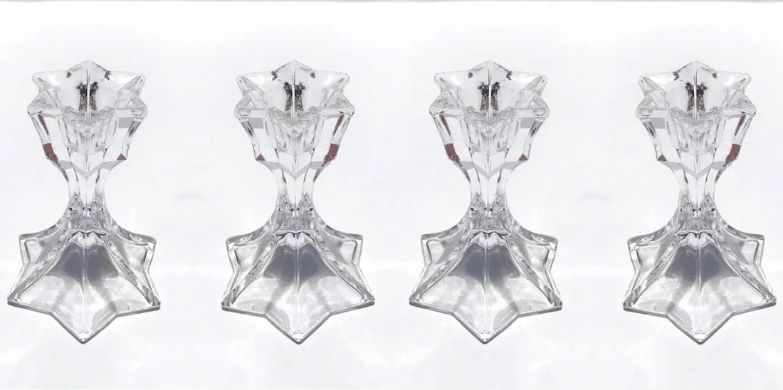 Set of Four Petite Vintage Faceted Crystal Candle Holders, 1970's - 13