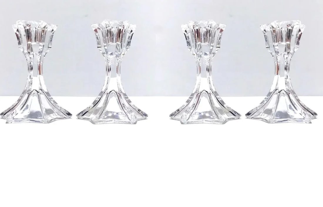 Set of Four Petite Vintage Faceted Crystal Candle Holders, 1970's - 2