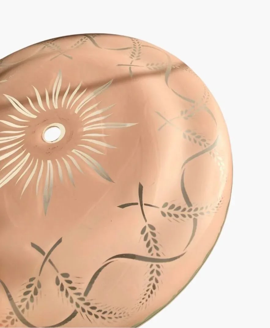 Vintage Mid Century Atomic Pink Starburst Floral Light Shade Glass Cover - 3