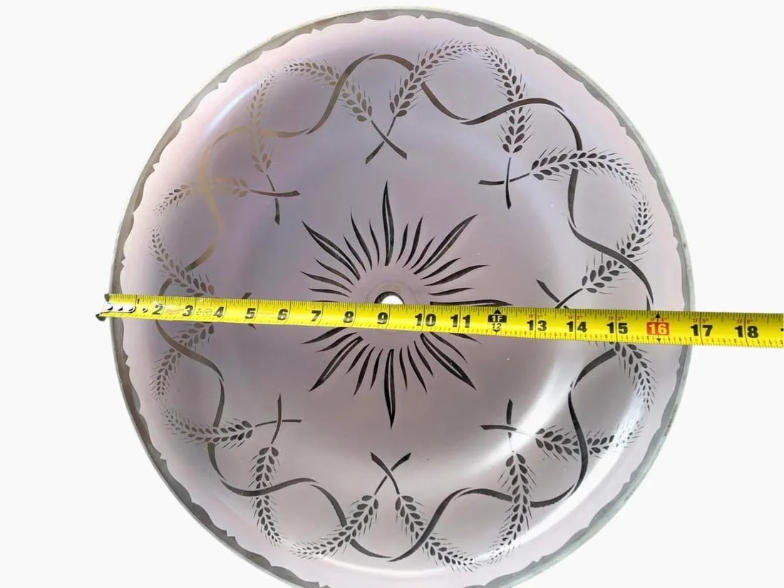 Vintage Mid Century Atomic Pink Starburst Floral Light Shade Glass Cover - 6