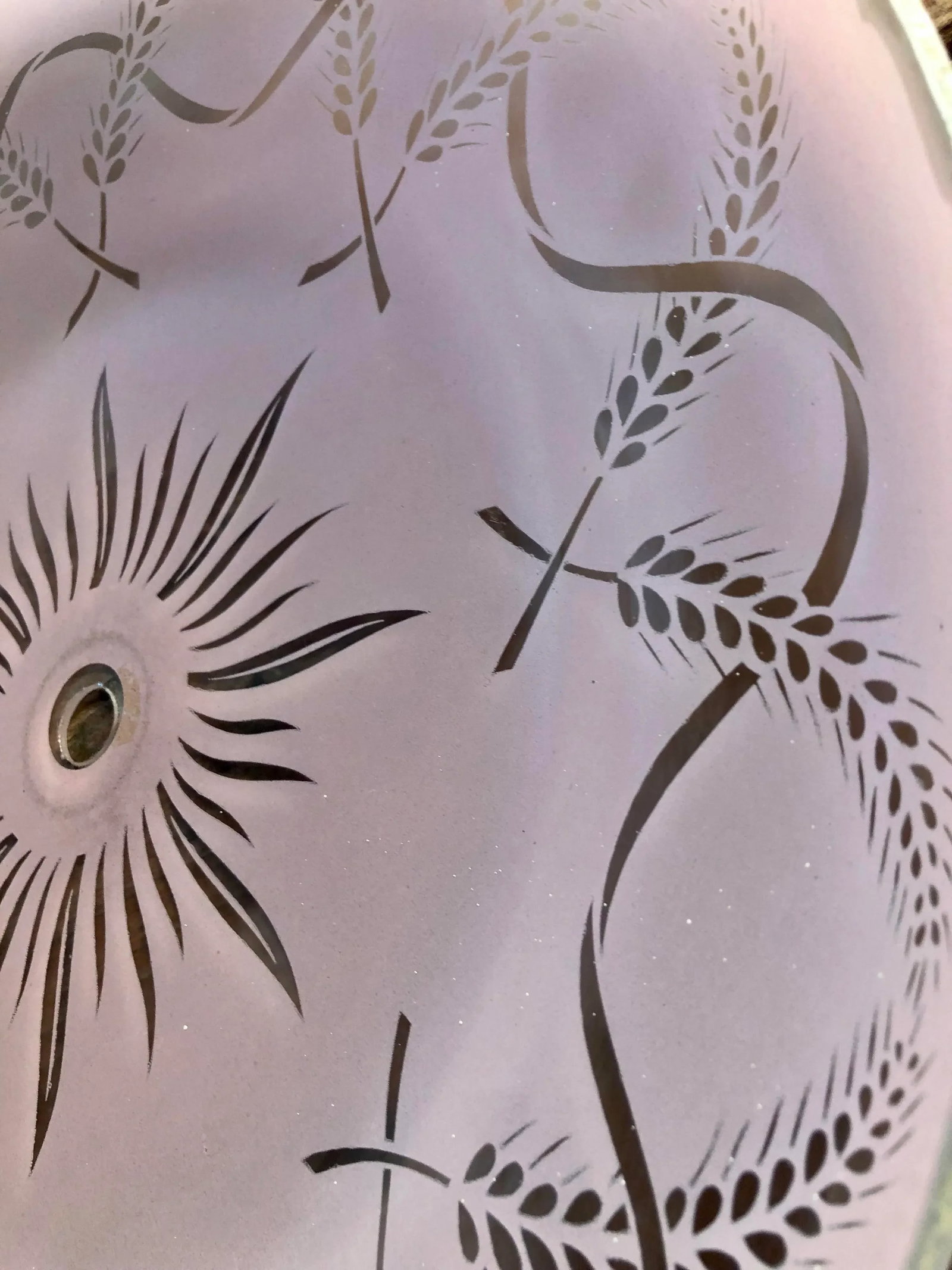 Vintage Mid Century Atomic Pink Starburst Floral Light Shade Glass Cover - 8