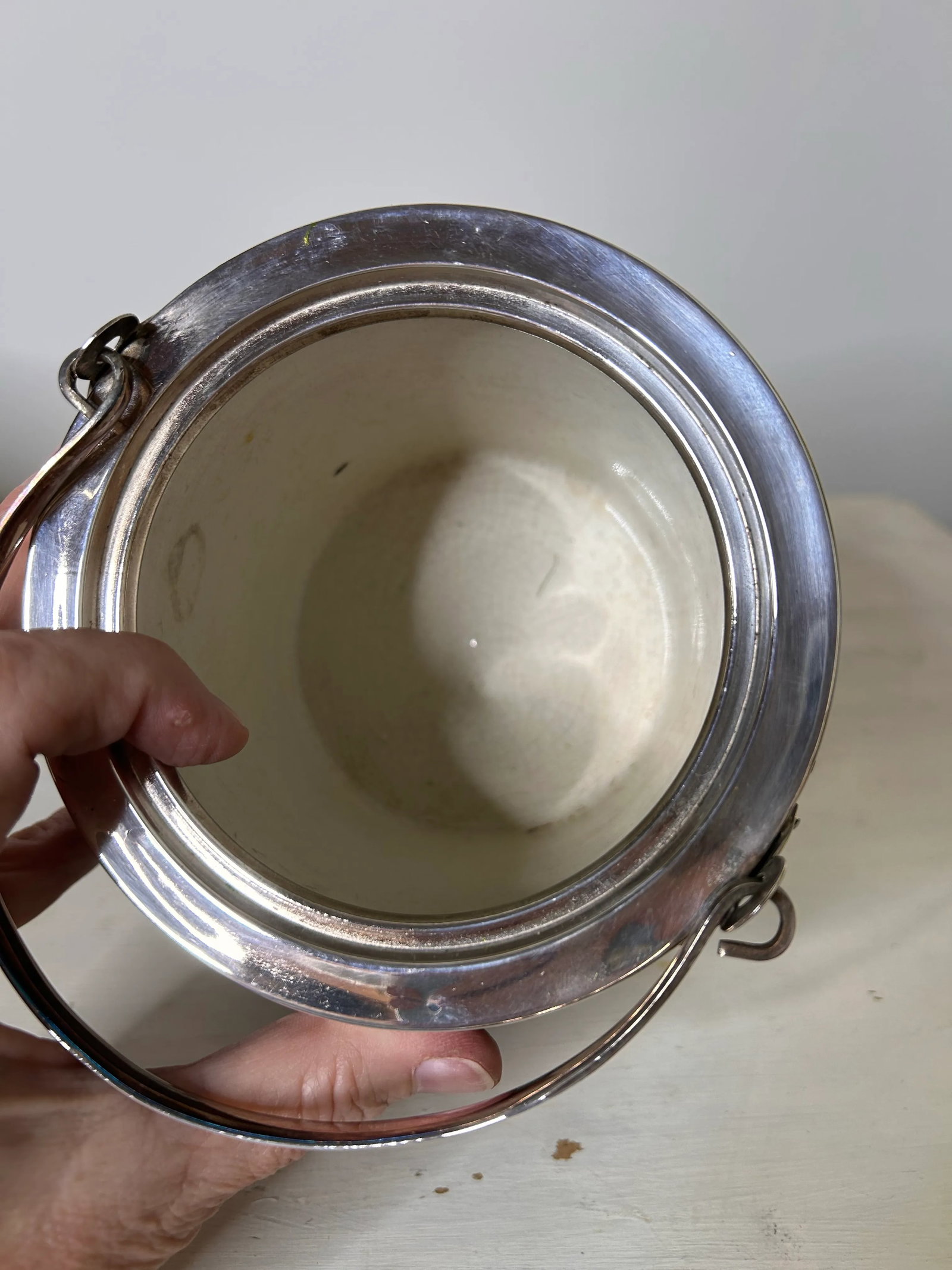 Antique English Oak and Silver Plate Biscuit Jar - 9