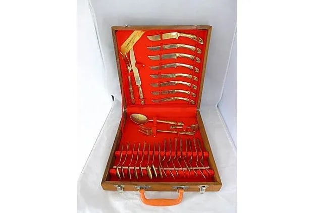 Midcentury Asian Flatware Set with Box - 2