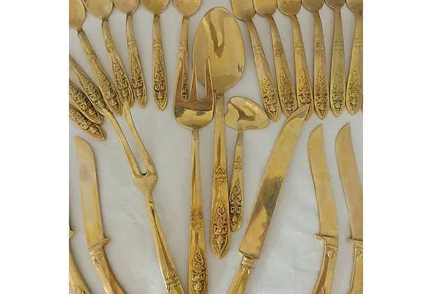 Midcentury Asian Flatware Set with Box - 5