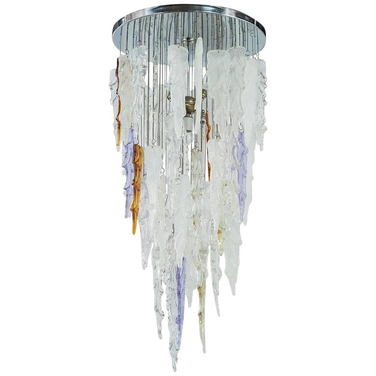 1970s Multi-Color Murano Glass Pendant Chandelier by Mazzega - 12