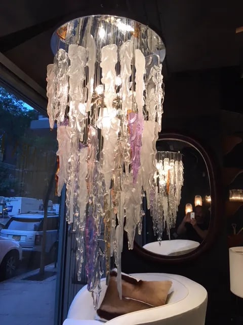 1970s Multi-Color Murano Glass Pendant Chandelier by Mazzega - 2