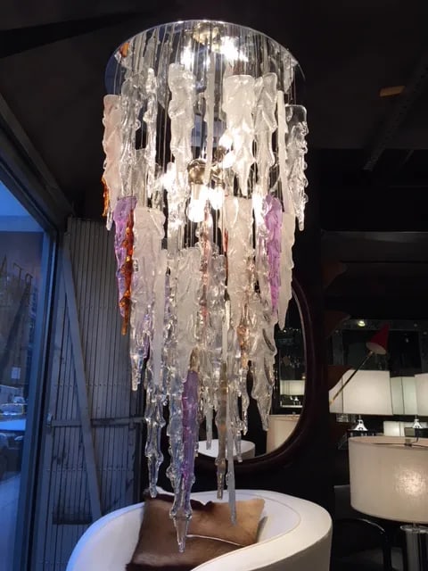 1970s Multi-Color Murano Glass Pendant Chandelier by Mazzega - 3