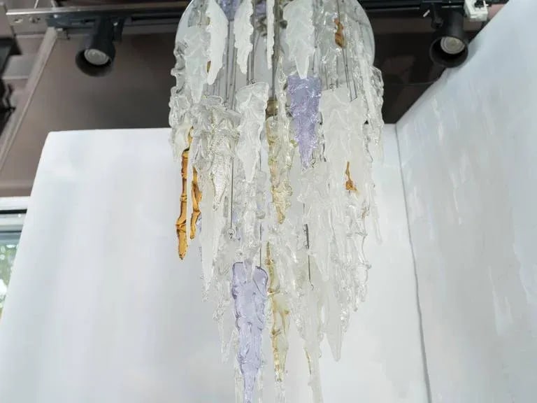 1970s Multi-Color Murano Glass Pendant Chandelier by Mazzega - 5