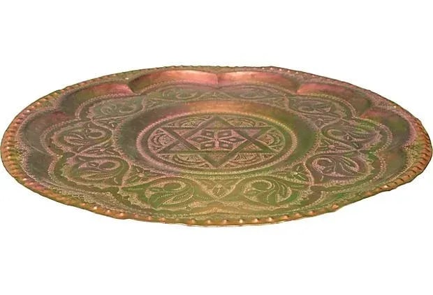 Mid 20th Century Moroccan Hand-Engraved Copper Tray - 2