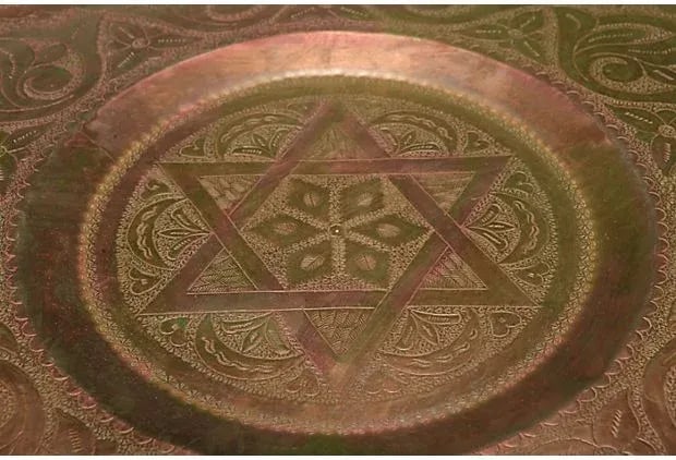 Mid 20th Century Moroccan Hand-Engraved Copper Tray - 3
