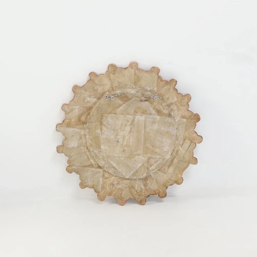 A Lime Glass and Resin Convex Mirror in the Manner of Line Vautrin's "Trefle" Design. - 2
