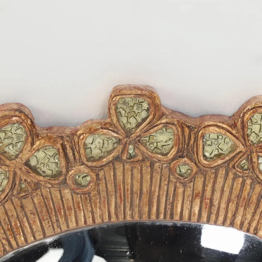 A Lime Glass and Resin Convex Mirror in the Manner of Line Vautrin's "Trefle" Design. - 3