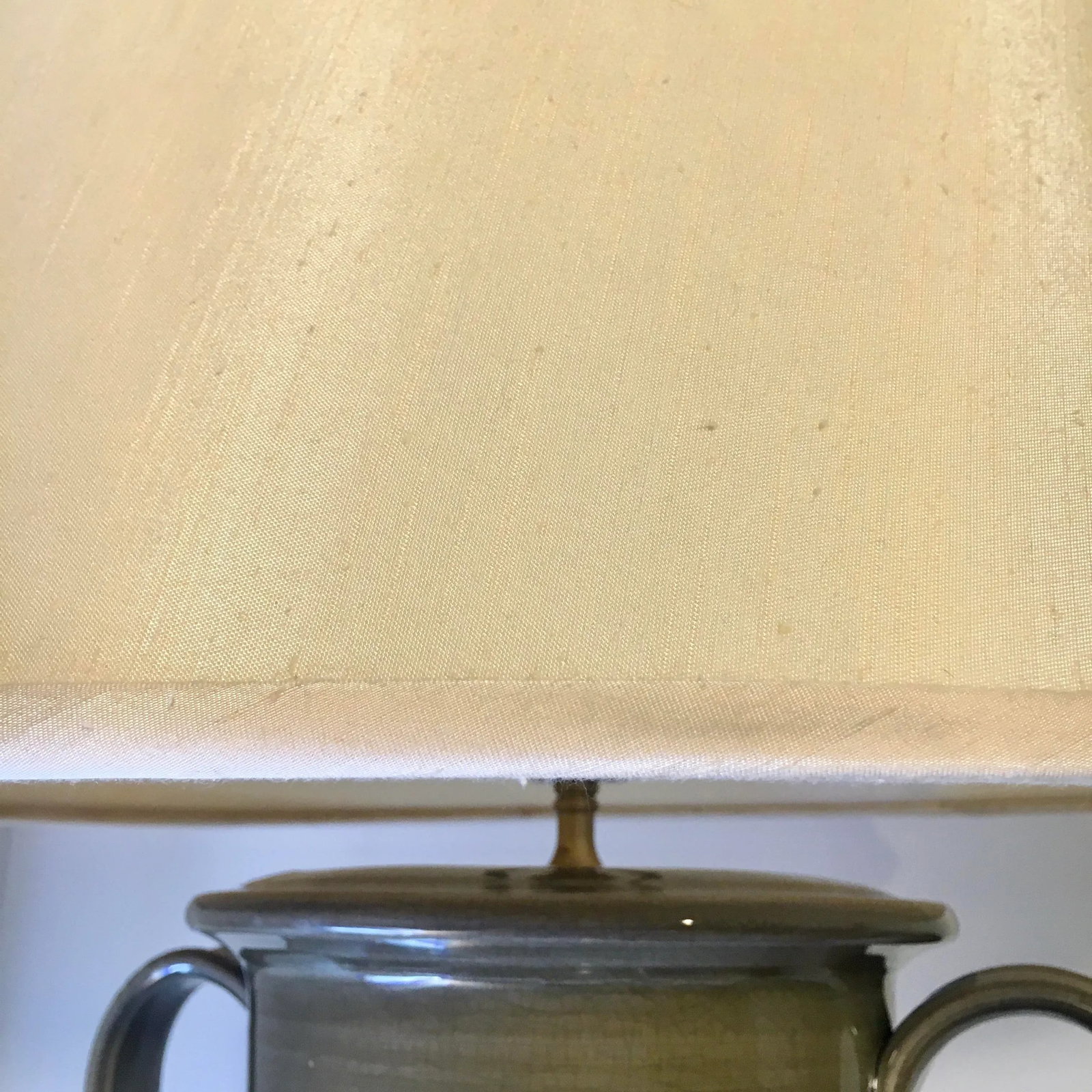 Monumental Vintage Ceramic Jar Lamp in Grey-Olive Craquele Glaze - 6