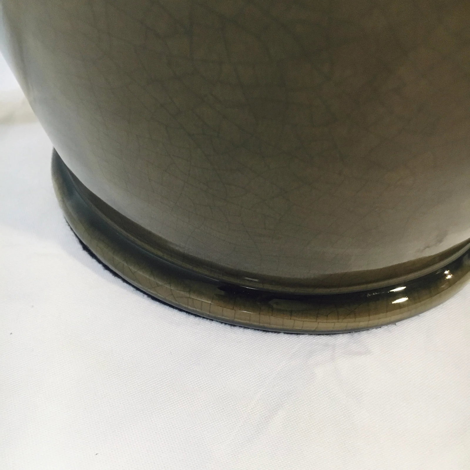 Monumental Vintage Ceramic Jar Lamp in Grey-Olive Craquele Glaze - 8