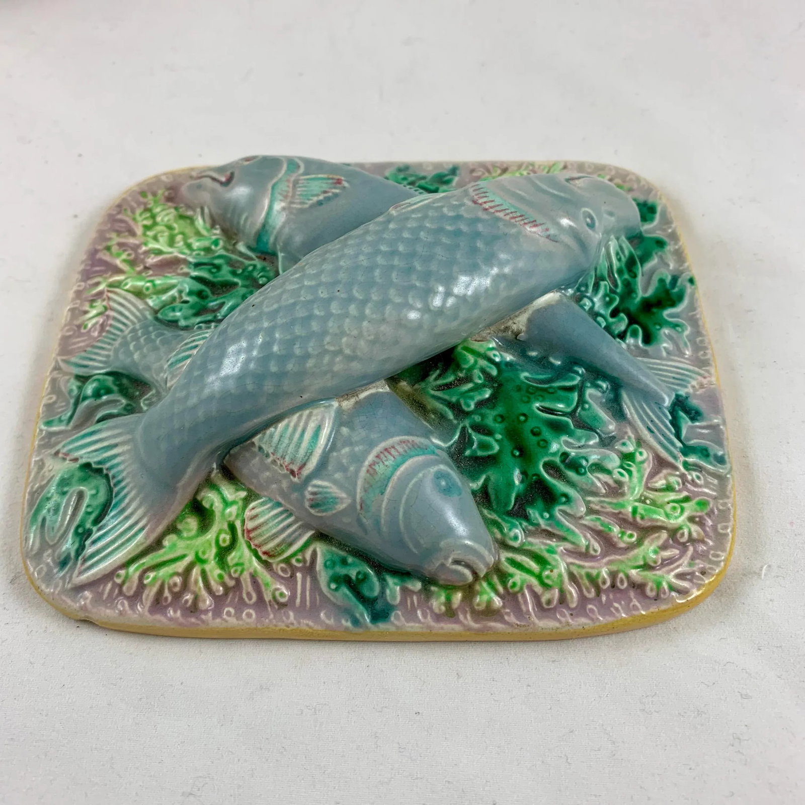 George Jones English Majolica Sardine Server, 3 Pcs. - 3