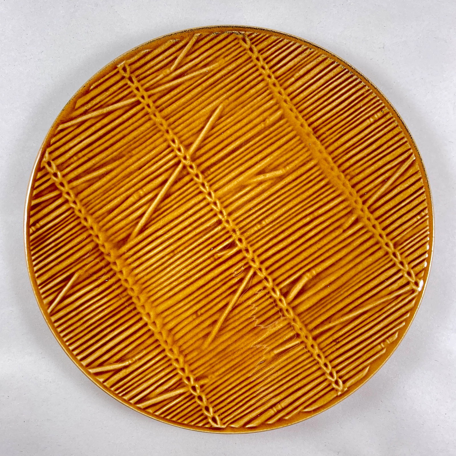 1950s French Gien Straw Pattern Cheese Course Service, 9 Pieces - 10