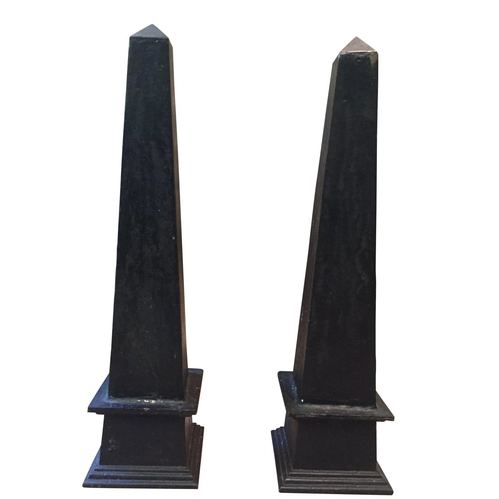 Mid Century Black Iron Obelisks - a Pair - 3