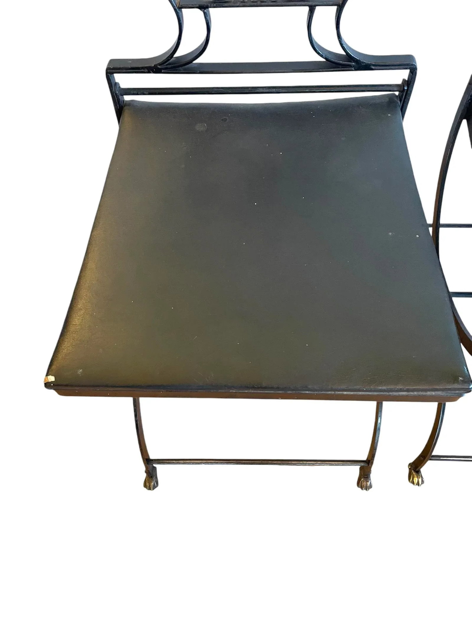 1920s Maison Style Black Iron Lyre Back Swan Chairs-Set of 2 - 12