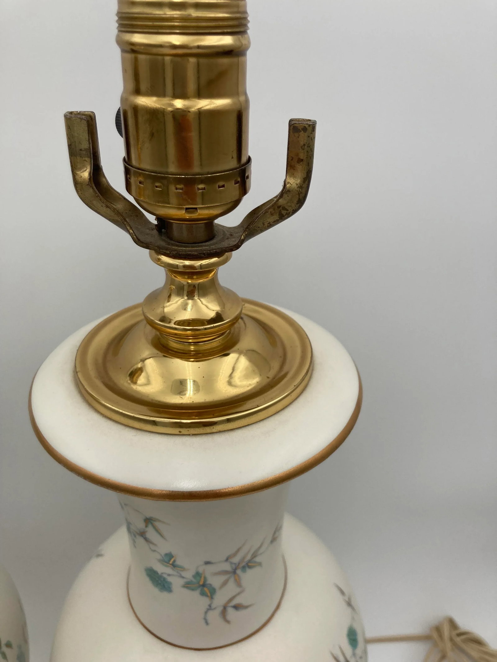 Mid-Century Japanese Porcelain Floral Table Lamps - a Pair - 2