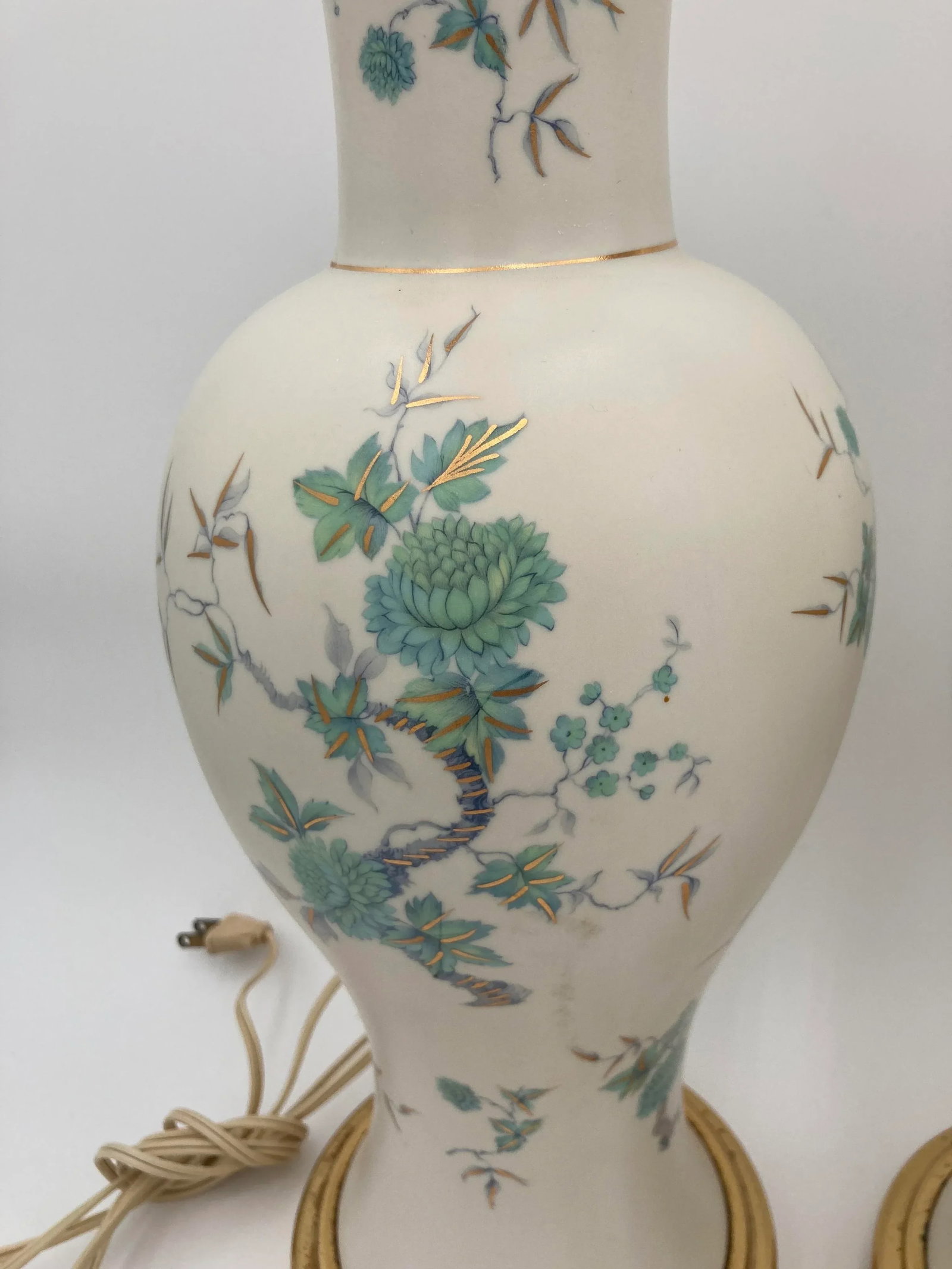 Mid-Century Japanese Porcelain Floral Table Lamps - a Pair - 3
