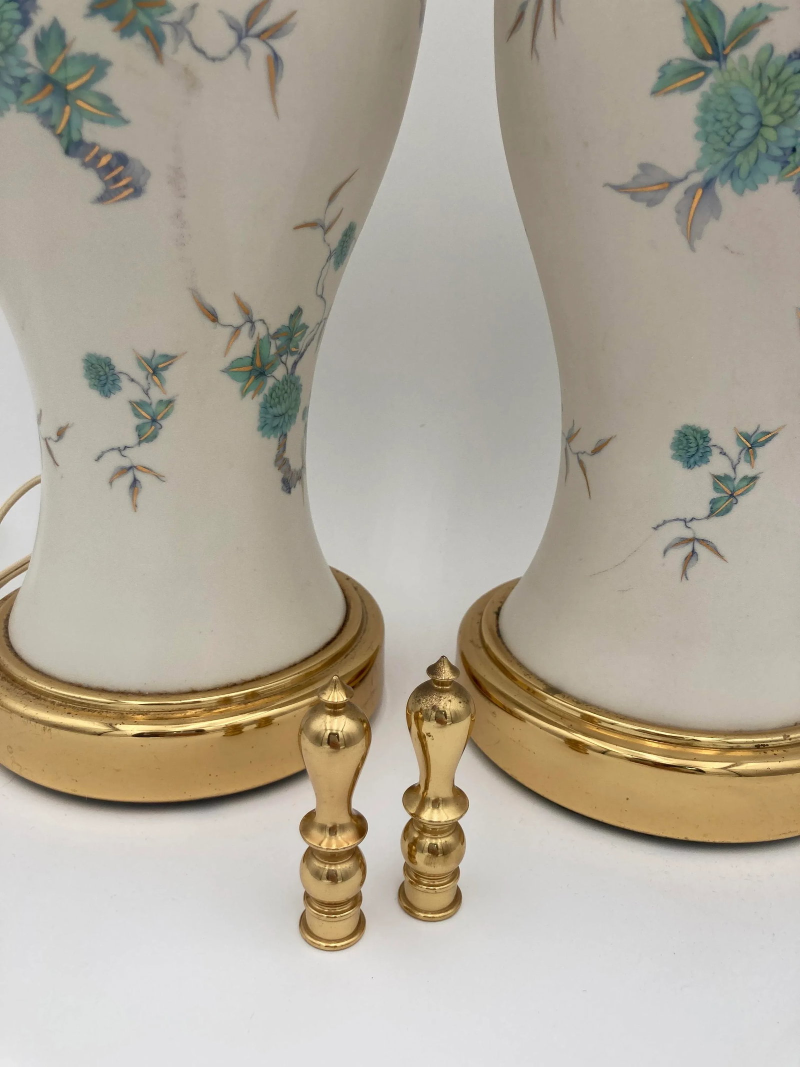 Mid-Century Japanese Porcelain Floral Table Lamps - a Pair - 5