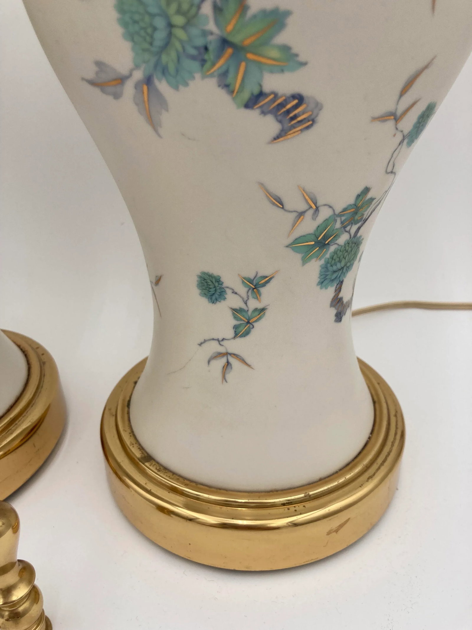 Mid-Century Japanese Porcelain Floral Table Lamps - a Pair - 6